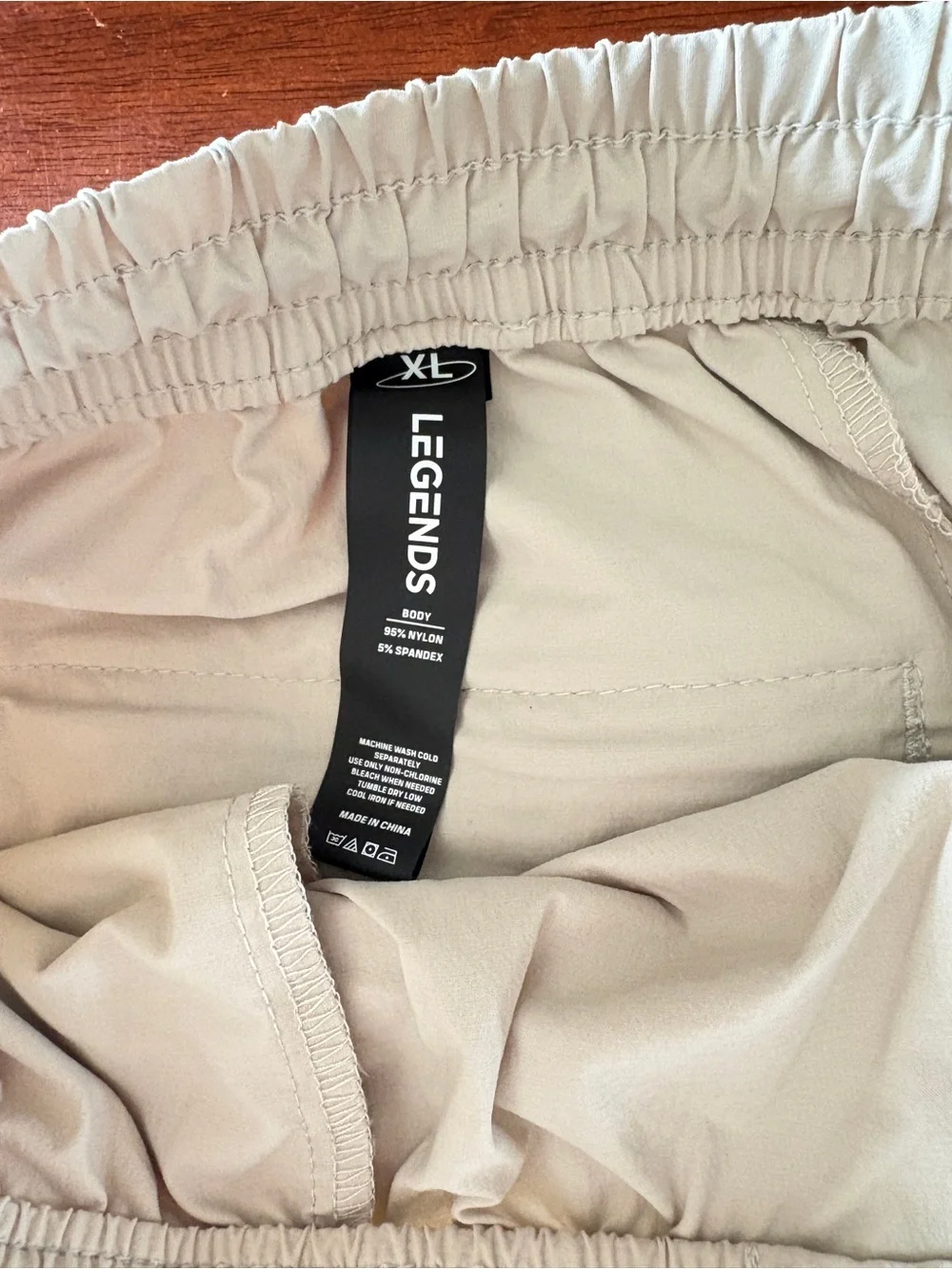 LEGENDS Men's Beige Quick-Dry Swim Trunks with Drawstring Waist